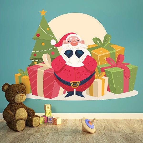 Wandtattoos: Weihnachtsmann mit Geschenken