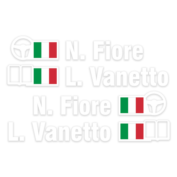 Aufkleber: Name und italienische Rallye-Flagge