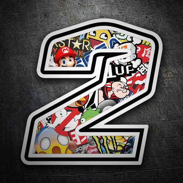 Aufkleber: Zahlen nummer 2 Stickerbomb