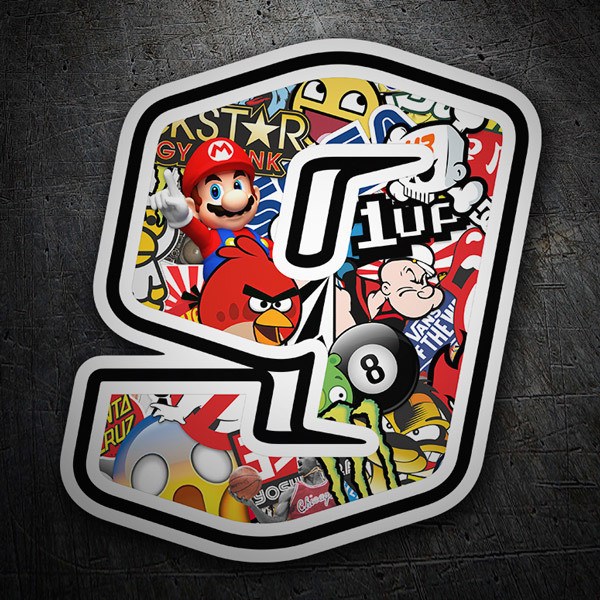 Aufkleber: Zahlen nummer 9 Stickerbomb