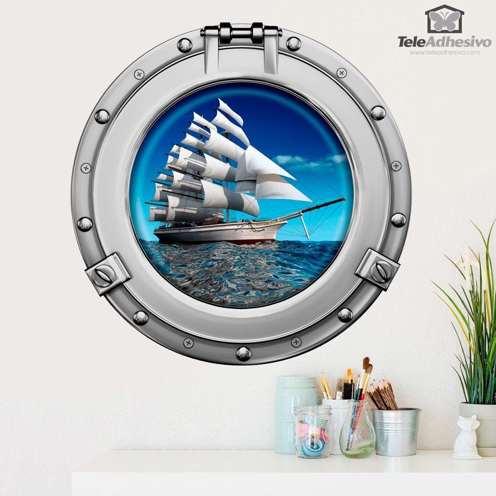 Wandtattoos: Bullauge Segelboot