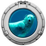 Wandtattoos: Bullauge schwimmender Eisbär 5