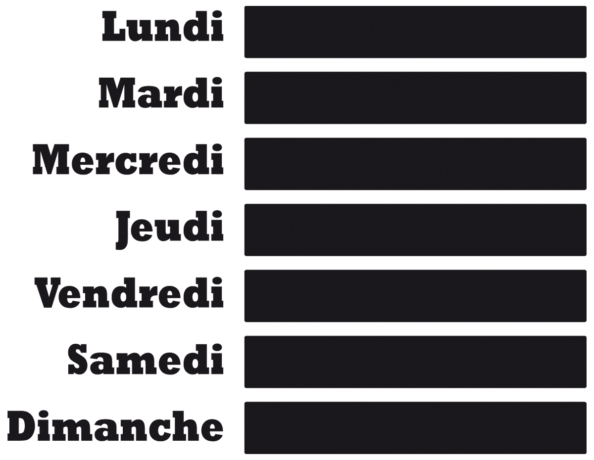 Wandtattoos: Tafel Wöchentliche Agenda Französisch