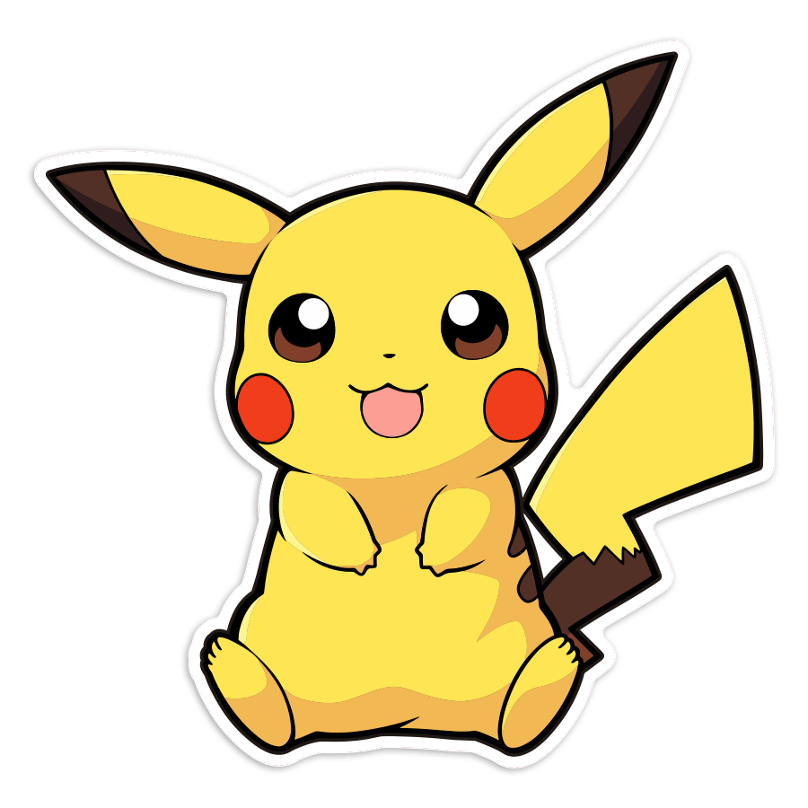 Aufkleber: Pikachu sitzend kawaii Pokémon