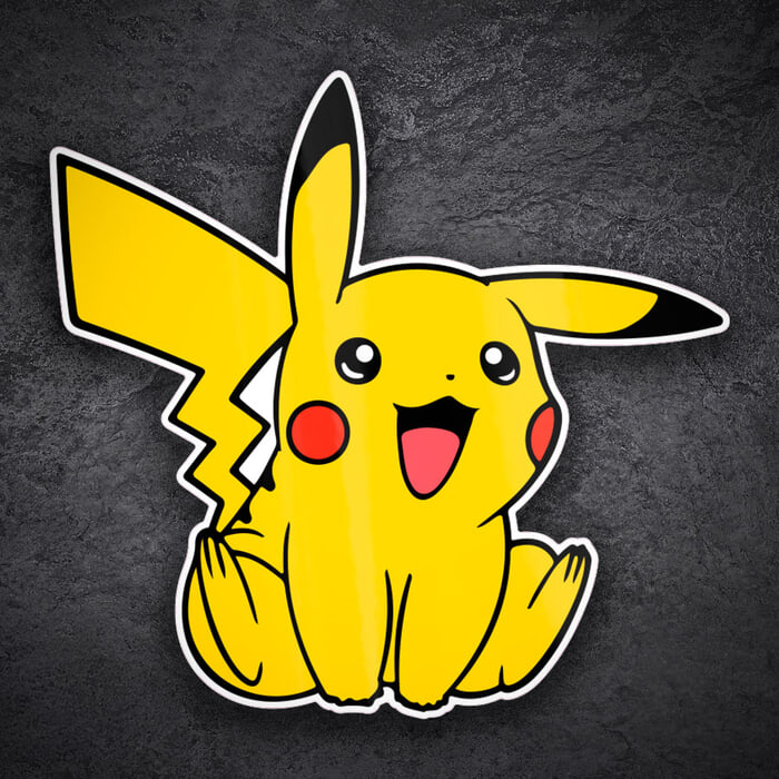 Aufkleber: Pikachu sitzend fröhlich Pokémon