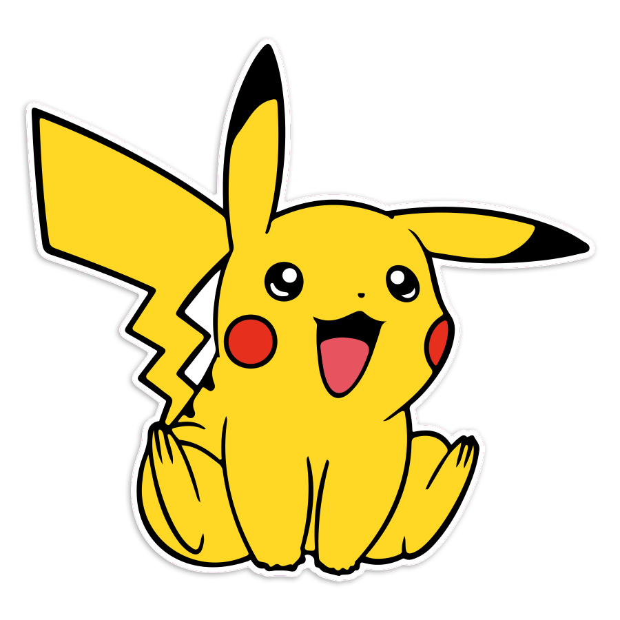 Aufkleber: Pikachu sitzend fröhlich Pokémon
