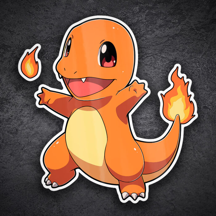 Aufkleber: Glumanda fröhlich Feuer Pokémon