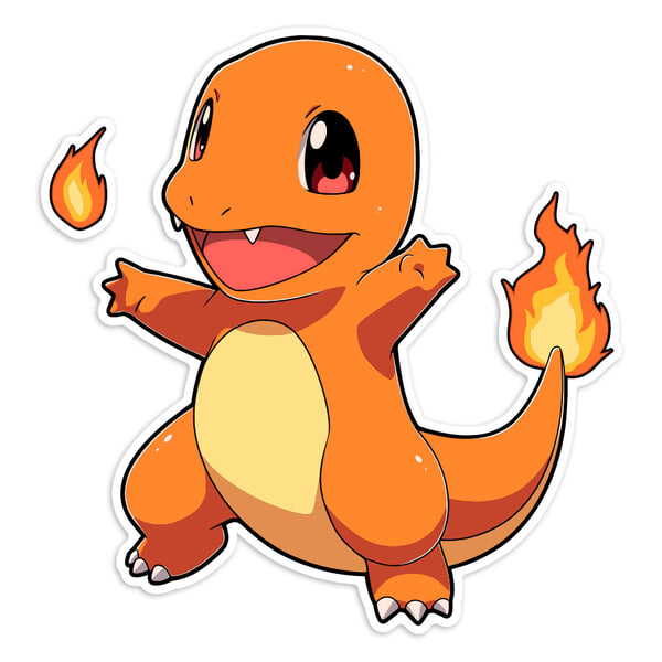 Aufkleber: Glumanda fröhlich Feuer Pokémon