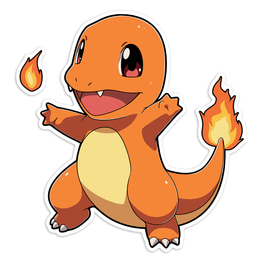 Aufkleber: Glumanda fröhlich Feuer Pokémon