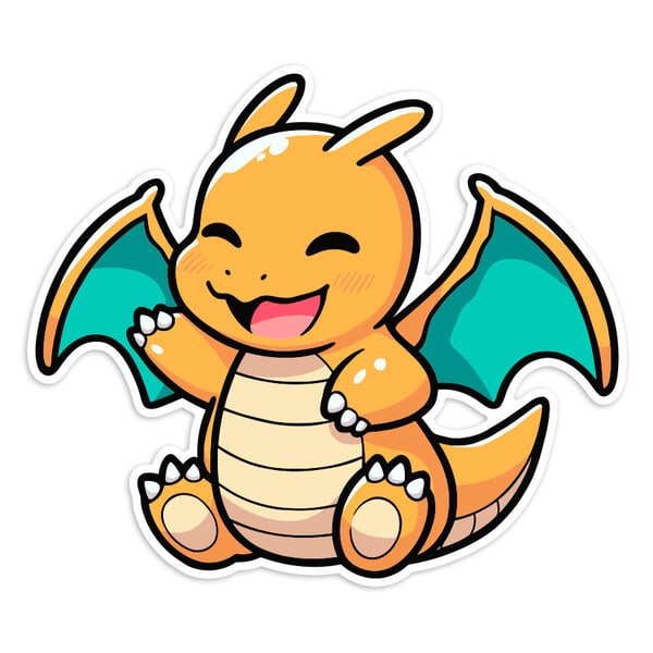 Aufkleber: Dragoran fröhlich chibi Pokémon