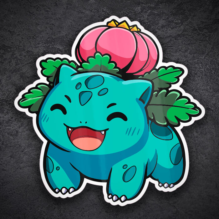 Aufkleber: Bisaknosp lächelnd chibi Pokémon