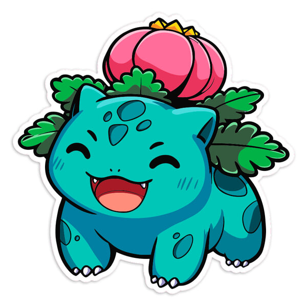 Aufkleber: Bisaknosp lächelnd chibi Pokémon