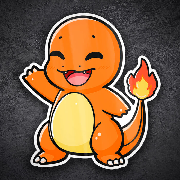 Aufkleber: Glumanda lächelnd chibi Pokémon