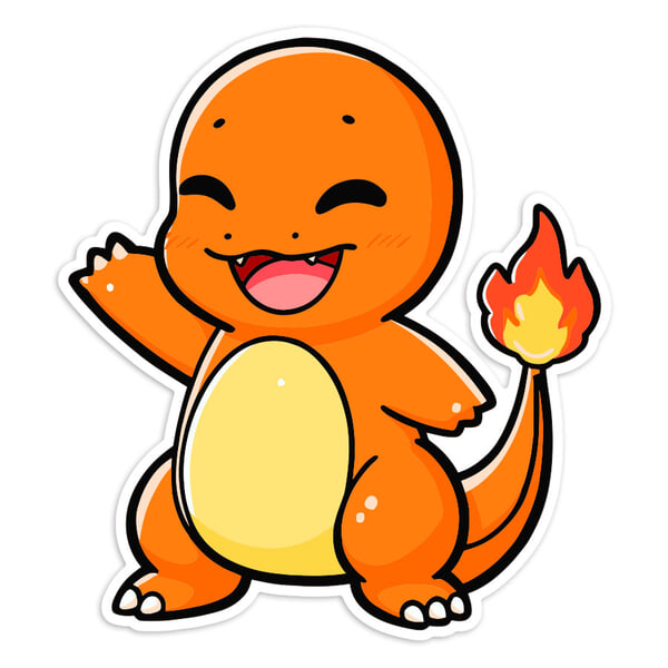 Aufkleber: Glumanda lächelnd chibi Pokémon