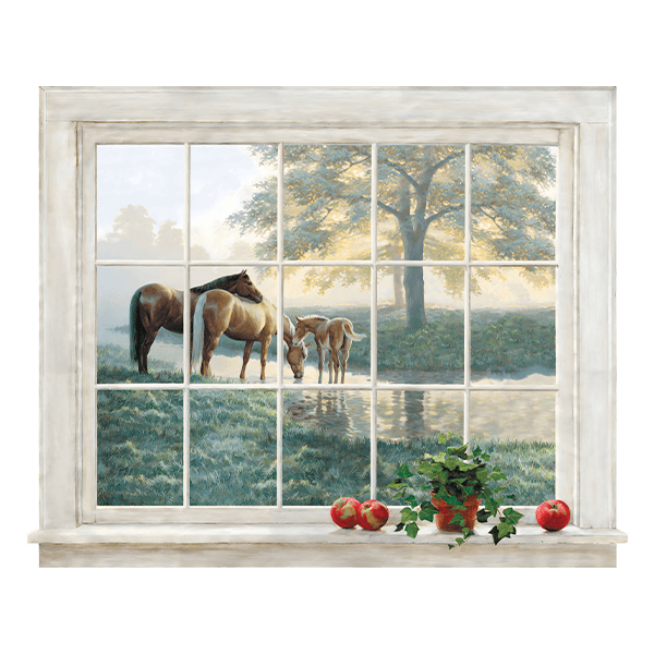 Wandtattoos: Fenster Pferde