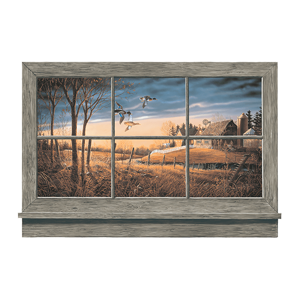 Wandtattoos: Fenster Sonnenuntergang Enten