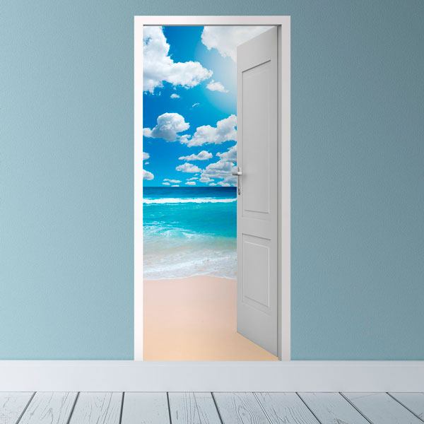 Wandtattoos: Offene Tür zum Strand und zu den Wolken