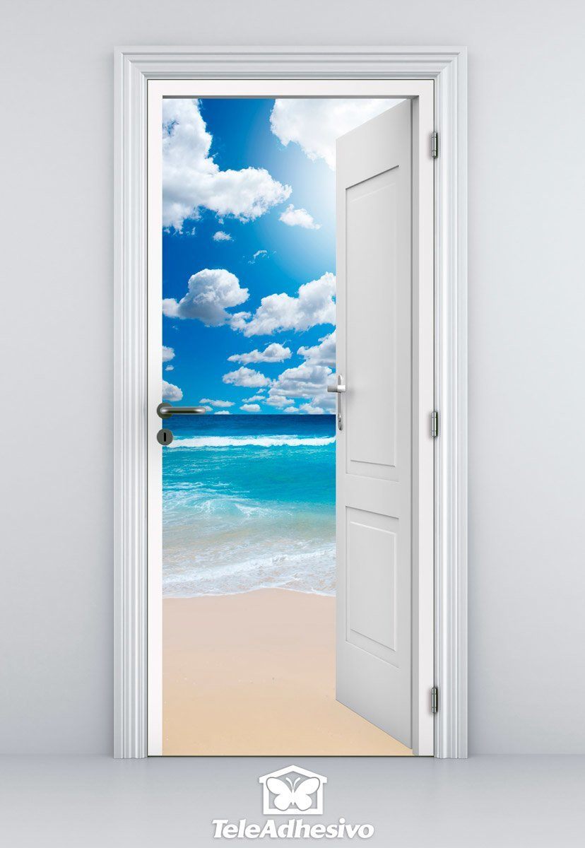 Wandtattoos: Offene Tür zum Strand und zu den Wolken
