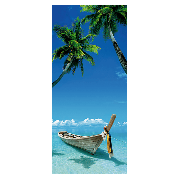 Wandtattoos: Tür Aufkleber Boot in der Karibik