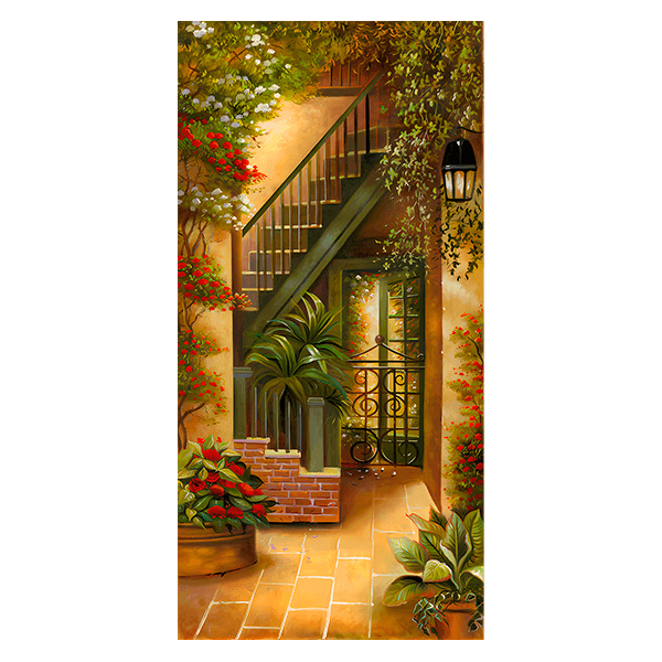 Wandtattoos: Innenhof mit Pflanzen und Blumen