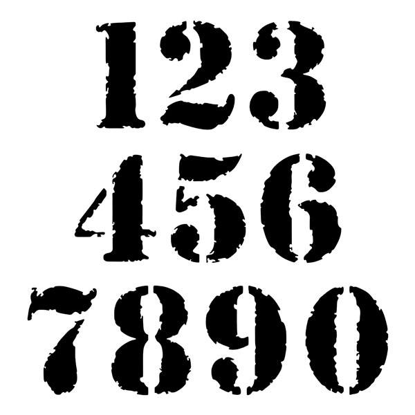 Aufkleber: Zahlen Stencil Scratch