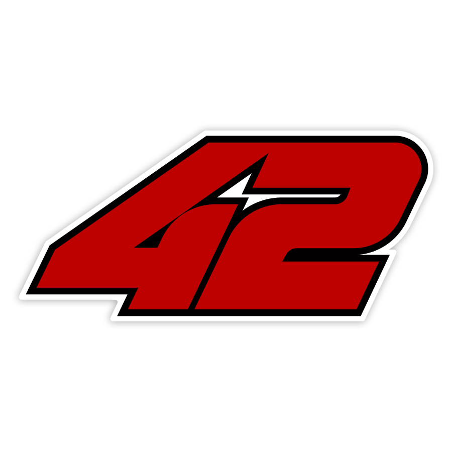 Aufkleber: Nummer 42 von &Aacute;lex Rins in Rot und Schwarz