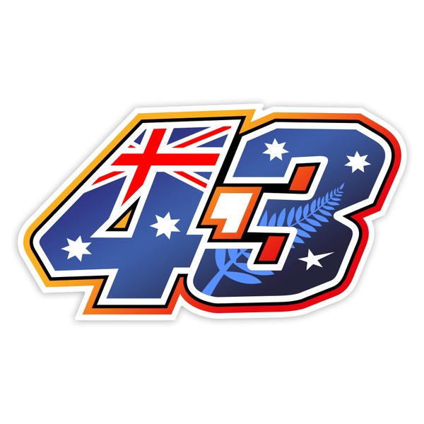 Aufkleber: Nummer 43 Jack Miller mit australischer Flagge