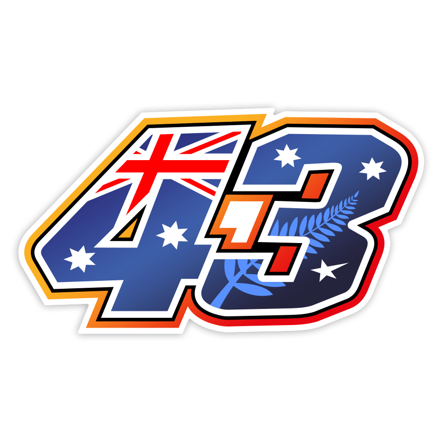 Aufkleber: Nummer 43 Jack Miller mit australischer Flagge