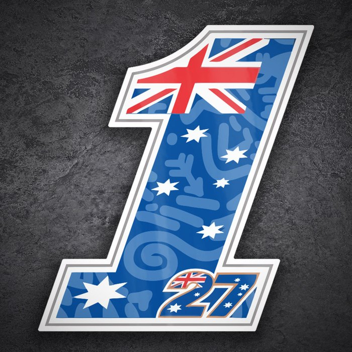 Aufkleber: Nummer 1 MotoGP Casey Stoner mit Australienflagge