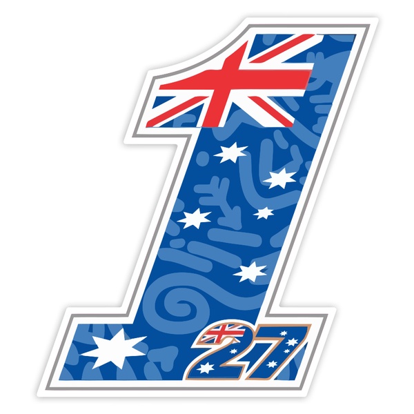 Aufkleber: Nummer 1 MotoGP Casey Stoner mit Australienflagge
