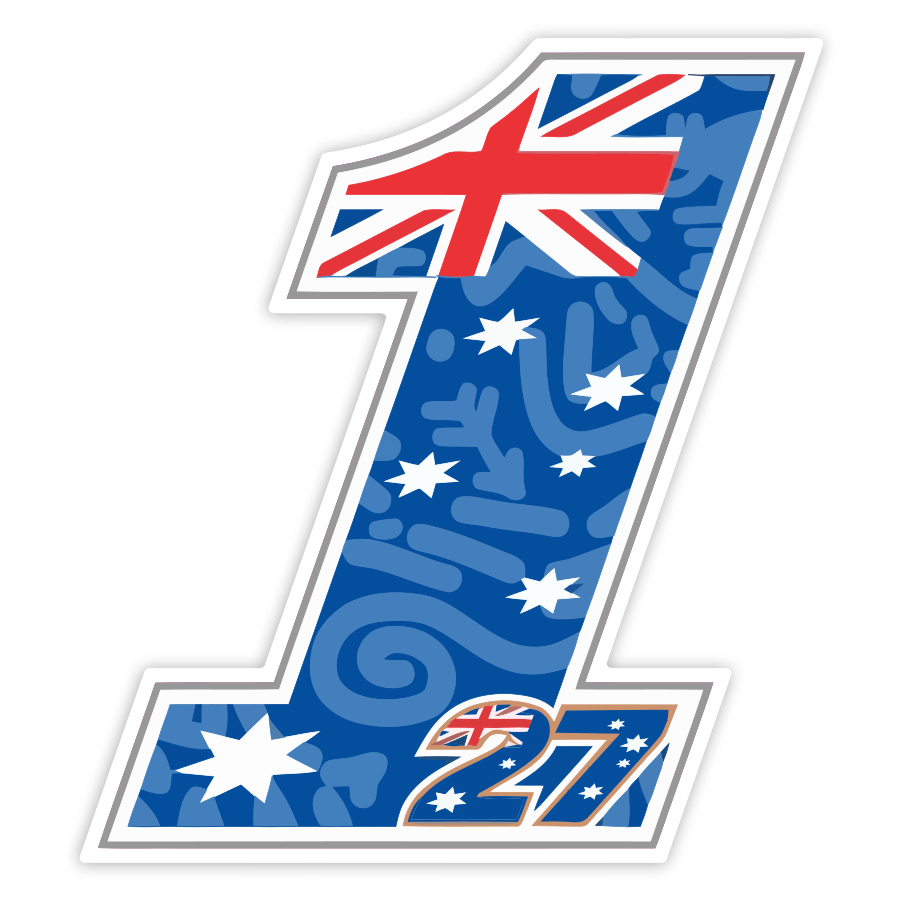 Aufkleber: Nummer 1 MotoGP Casey Stoner mit Australienflagge