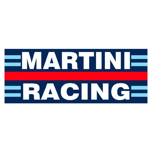 Aufkleber: Martini Racing mit blauen und roten Streifen