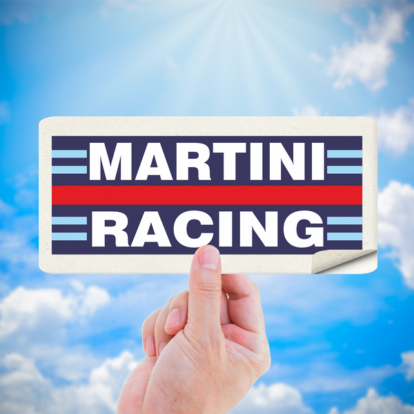 Aufkleber: Martini Racing mit blauen und roten Streifen