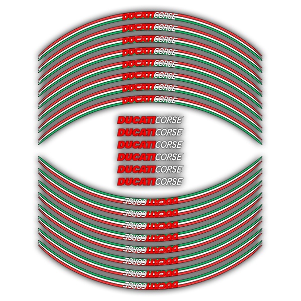 Aufkleber: Kit Felgenrandaufkleber Ducati Corse Italien