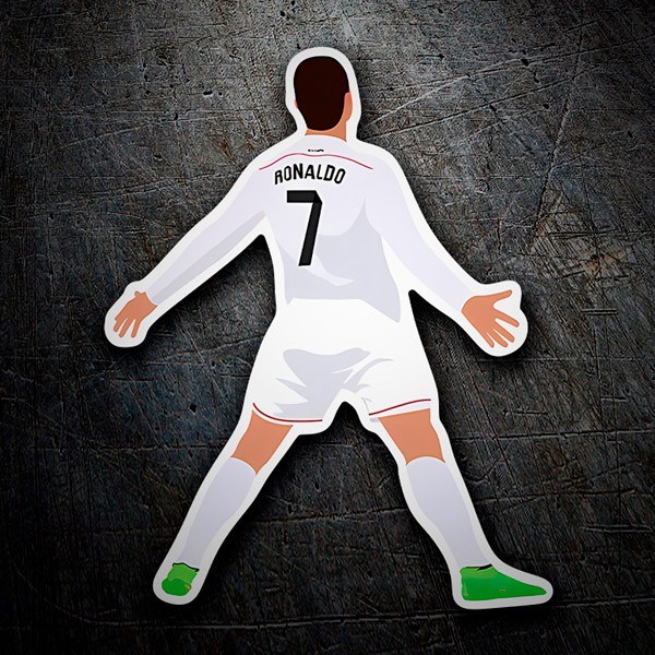 Aufkleber: Cristiano Ronaldo Aufkleber feiernd mit Trikot Num