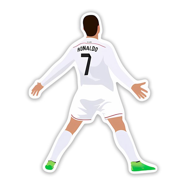 Aufkleber: Cristiano Ronaldo Aufkleber feiernd mit Trikot Num