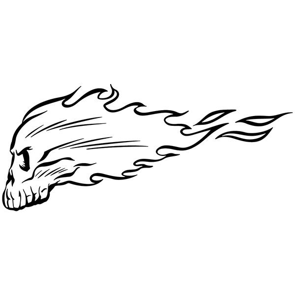 Aufkleber: Biker Sch&auml;del mit Flammen Hot Rod