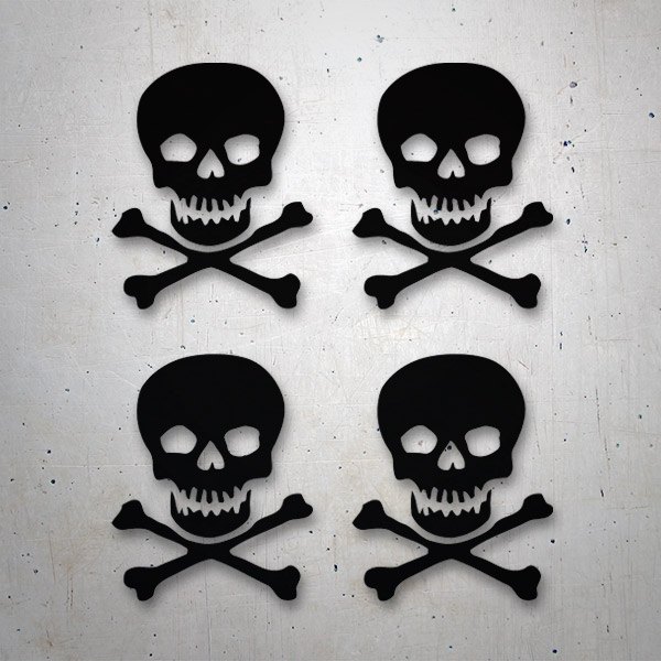 4er-Set Totenkopf mit gekreuzten Knochen 0