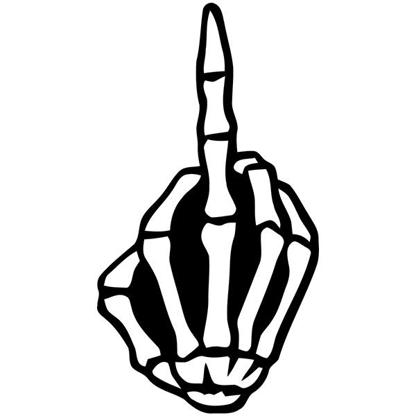 Aufkleber: Skeletthand mit Mittelfinger
