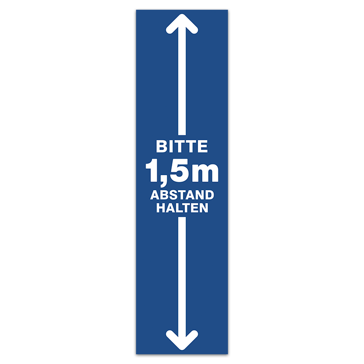 Aufkleber: Fussbodenaufkleber 1,5m Bitte Abstand Halten in Bl