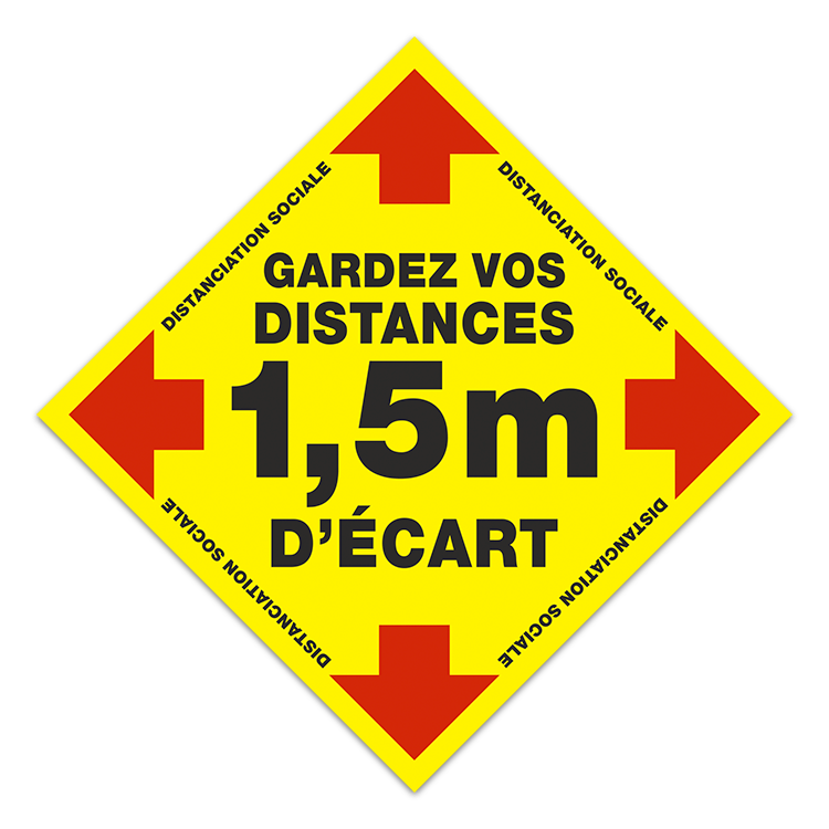 Aufkleber: Fussbodenaufkleber Bitte 1,5 Abstand 2 Französisch