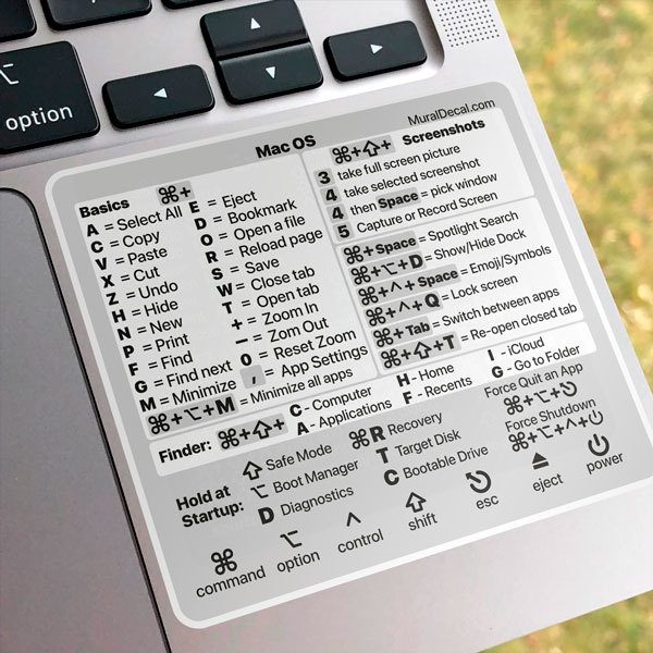 Aufkleber: Weiße Tastaturkurzbefehle