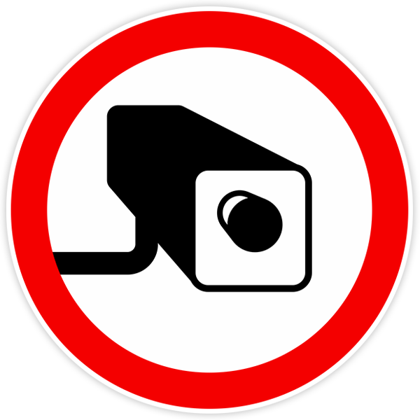 Aufkleber: Warnung vor Überwachungskameras