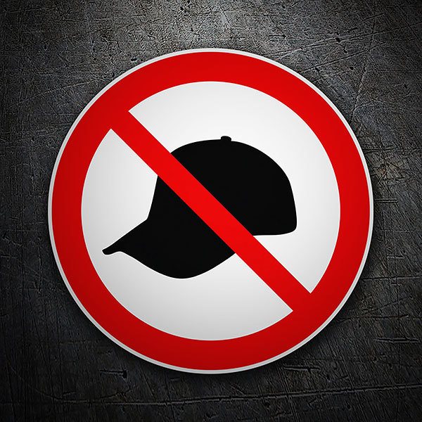 Aufkleber: Es ist verboten, eine Kappe zu tragen.