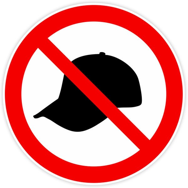 Aufkleber: Es ist verboten, eine Kappe zu tragen.
