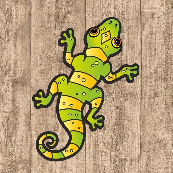 Aufkleber: Grüner und gelber Salamander