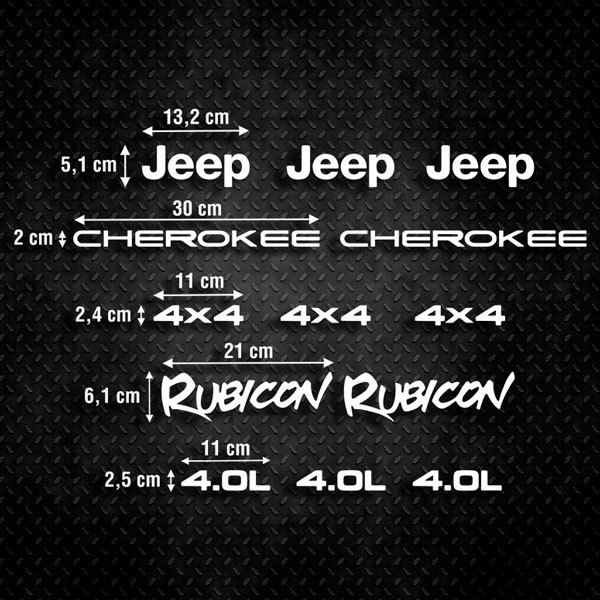 Aufkleber: Set 13X Jeep Cherokee Rubicon
