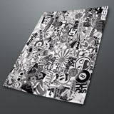 Aufkleber: Stickerbomb schwarzweiß 3