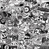 Aufkleber: Stickerbomb schwarzweiß 4