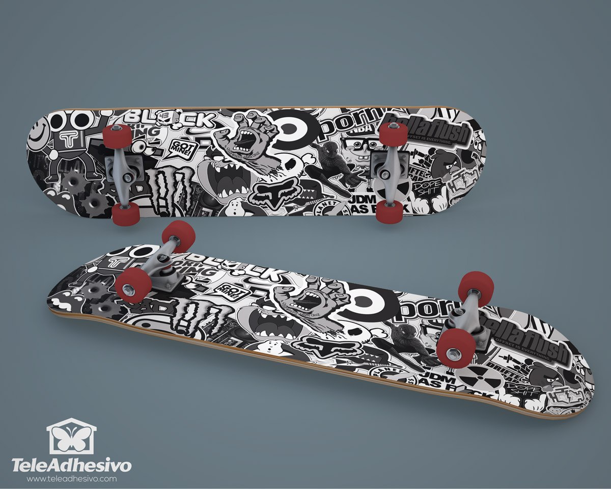 Aufkleber: Stickerbomb schwarzweiß